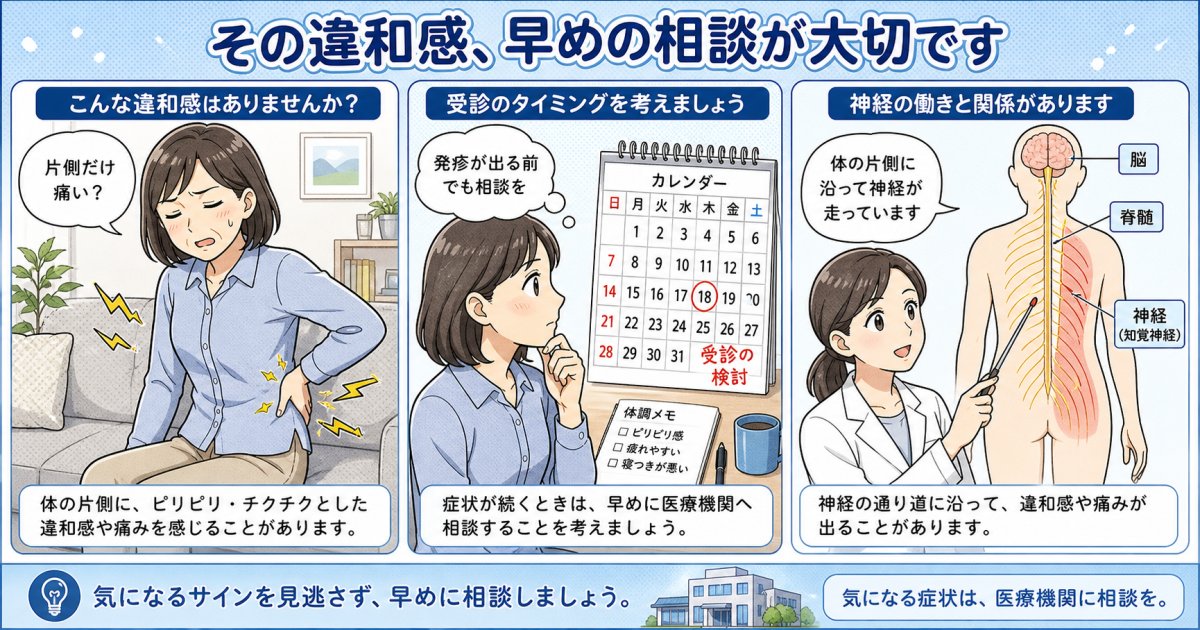 帯状疱疹の初期症状？発疹前のピリピリ痛と受診の目安を皮ふ科医が解説