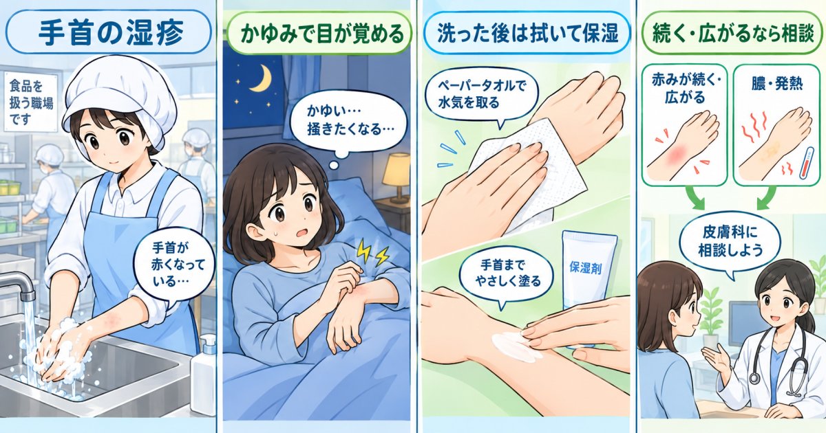 手洗いで手首の湿疹が悪化？保湿だけで放置するリスクと受診目安