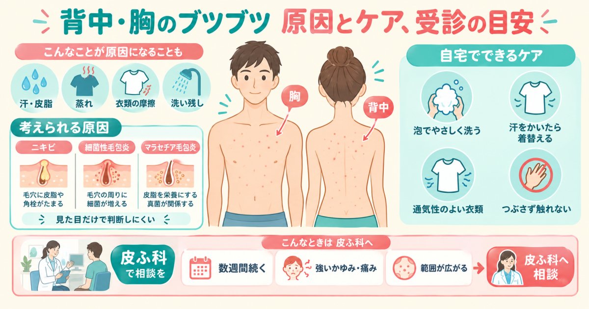 背中ニキビ・胸ニキビの原因とは？自分でできる対策と皮膚科受診の目安を医師が解説